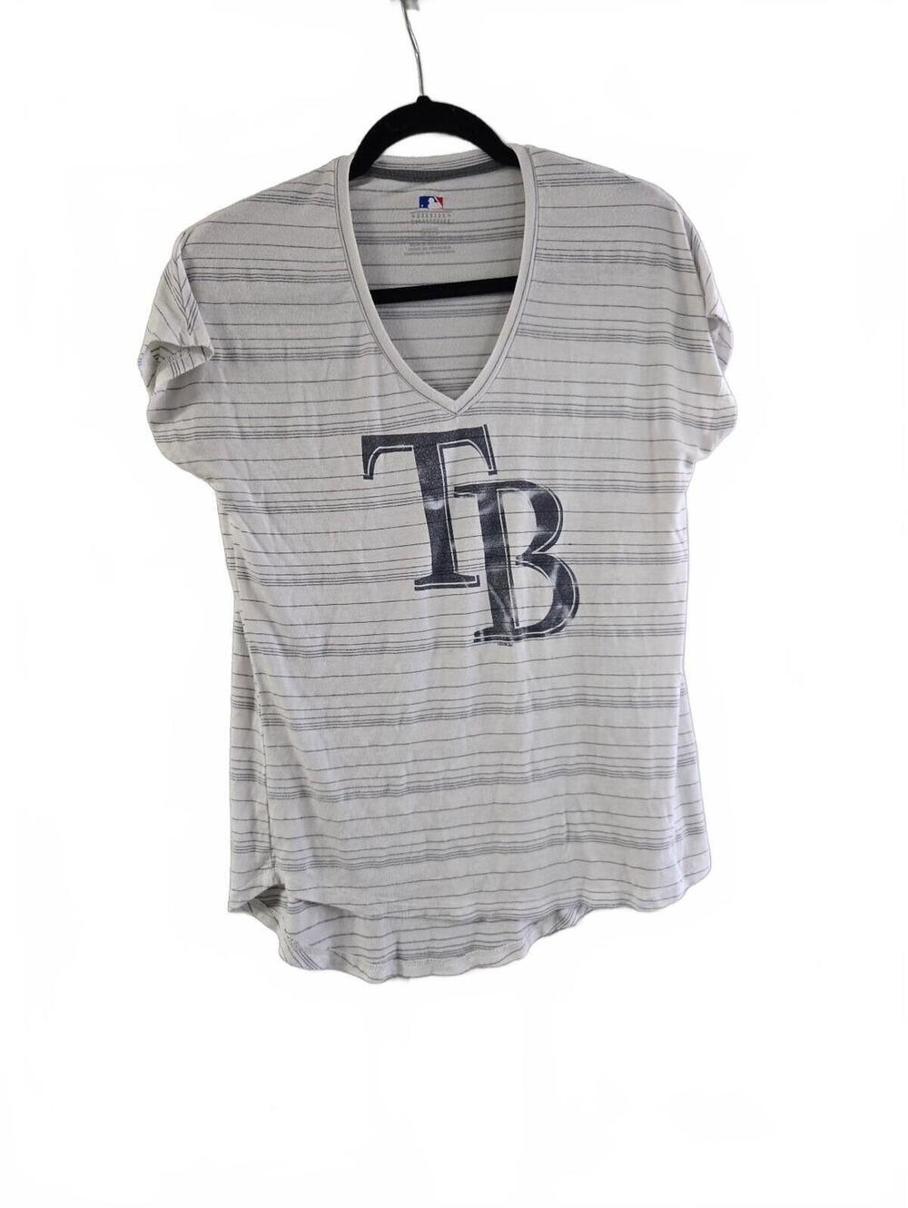 MLB Tampa Bay Rays Women's V-Neck Striped T-Shirt